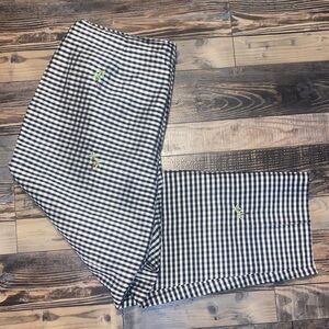 SilkLand 100% Silk Black and White Checkered Pants with palm trees